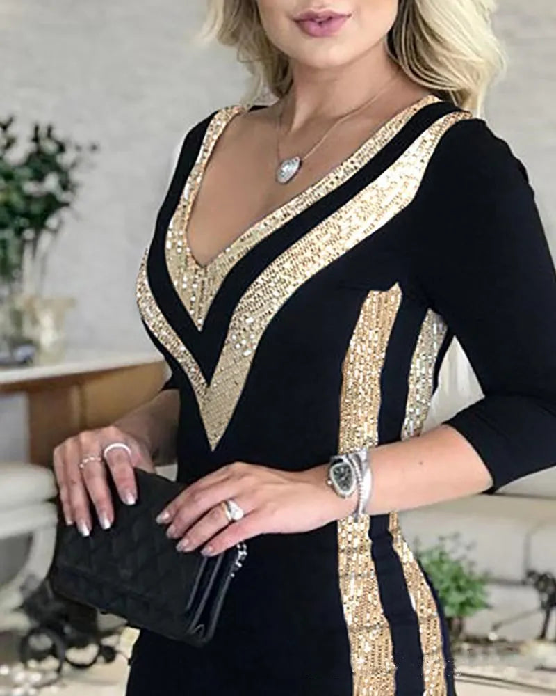 Elegant V-Neck Bodycon Dress for Women