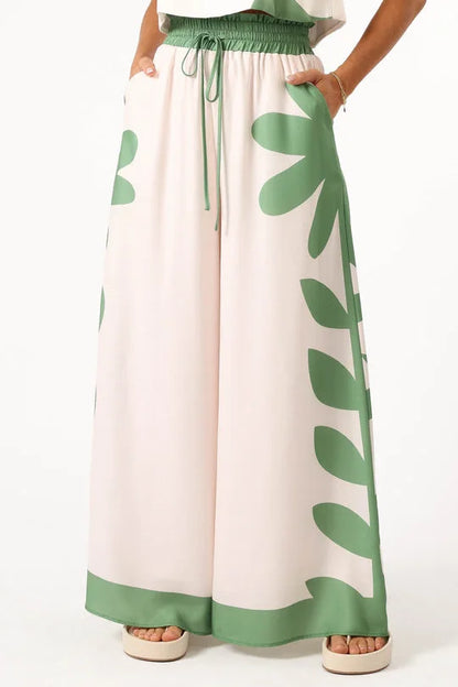Women's Floral Print Vest & Wide Leg Pants Set