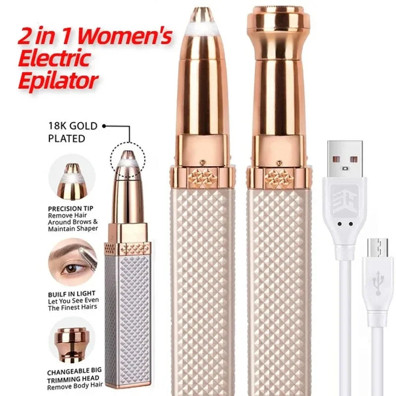 2 in 1 Women's Electric Epilator USB Charging Portable Hair Remover