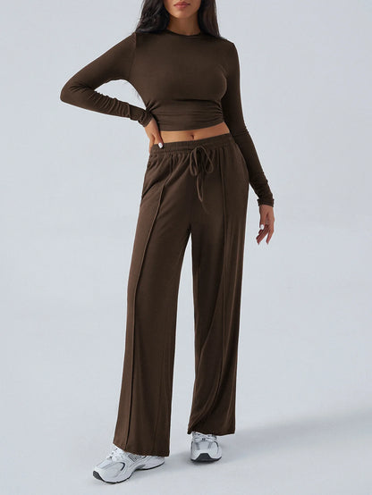 autumn/winter Y2K commuting set hot selling long sleeved wide leg pants