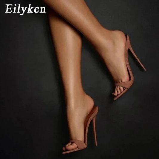 5) Eilyken New Summer Fashion Pointed Toe Women Slippers Sandals Sexy Stiletto High Heels Banquet Mules Slides Shoes