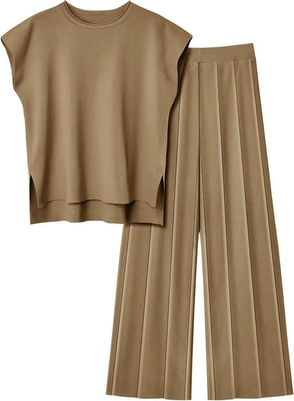 Women's 2-Piece Summer Set – Sleeveless Top & Wide Leg Pants (2025)
