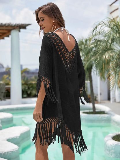CROCHET BIKINI Women Lace Sheer Beach Dress Bikini Cover-Ups Casual