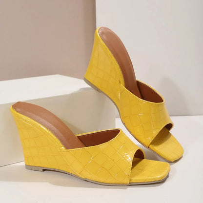 Snake Print Leather Wedges Shoes For Women