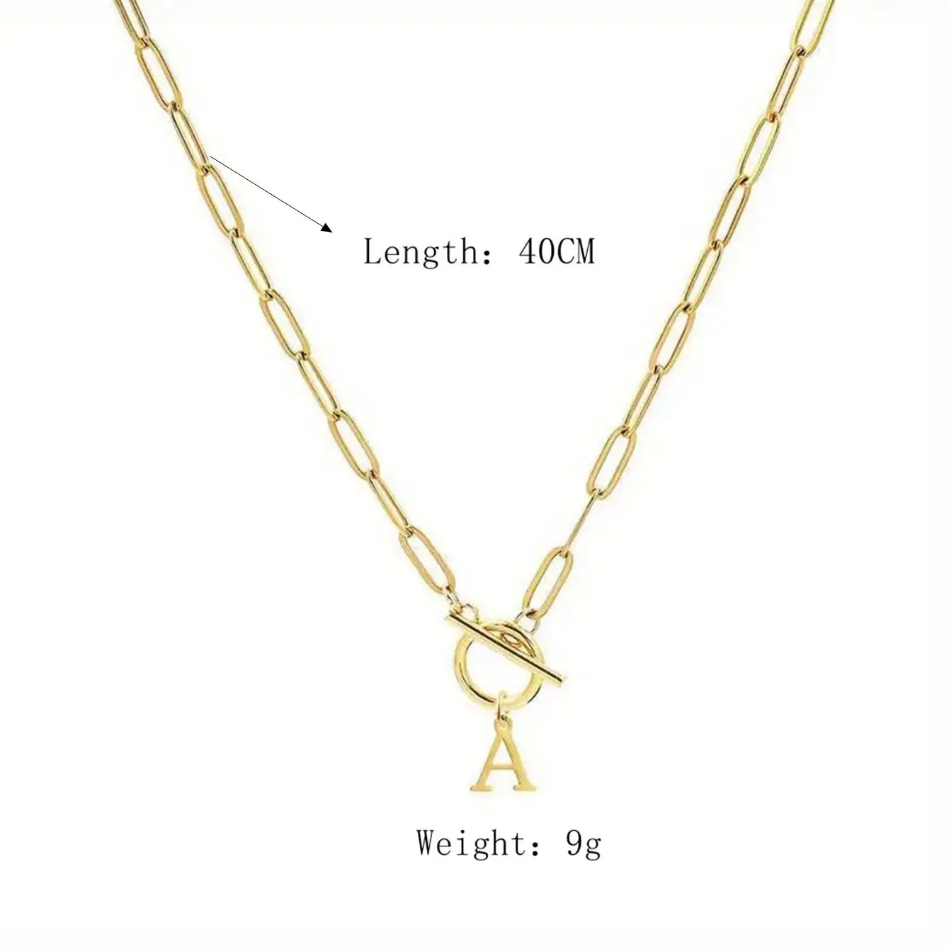 English Letter Initial Necklace 18K Gold Plated Stainless