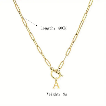 English Letter Initial Necklace 18K Gold Plated Stainless