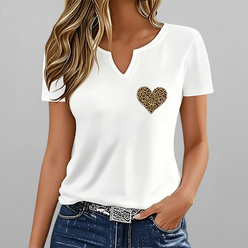 Y2K Love Print V-Neck T-Shirt – Women's Tee