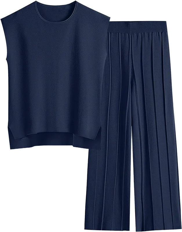 Women's 2-Piece Summer Set – Sleeveless Top & Wide Leg Pants (2025)