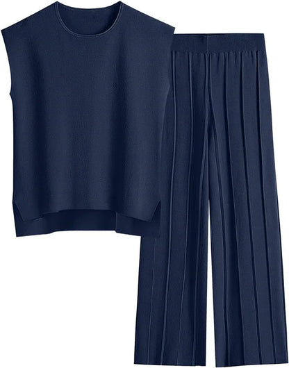 Women's 2-Piece Summer Set – Sleeveless Top & Wide Leg Pants (2025)