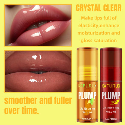 2PC Lip Plump Long Lasting Lip Oil Moisturizing Lip Gloss Serum Instant