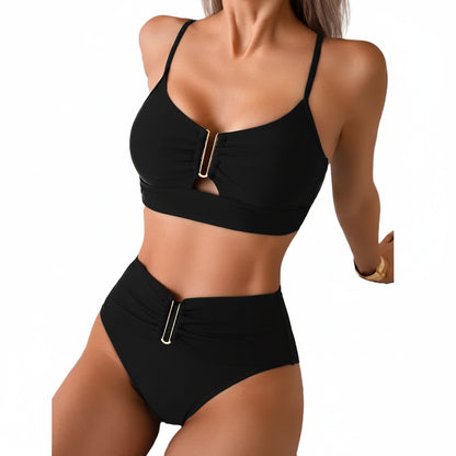 women's fashion gather bikini split swimsuit