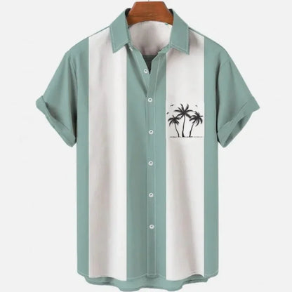 Hawaiian Colorful Stripes Graphic Beach Shirt For Men Color Block 3D Printed