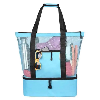 Tote Bag Mesh Beach Tote Bag with Insulated Cooler Compartment Extra Large