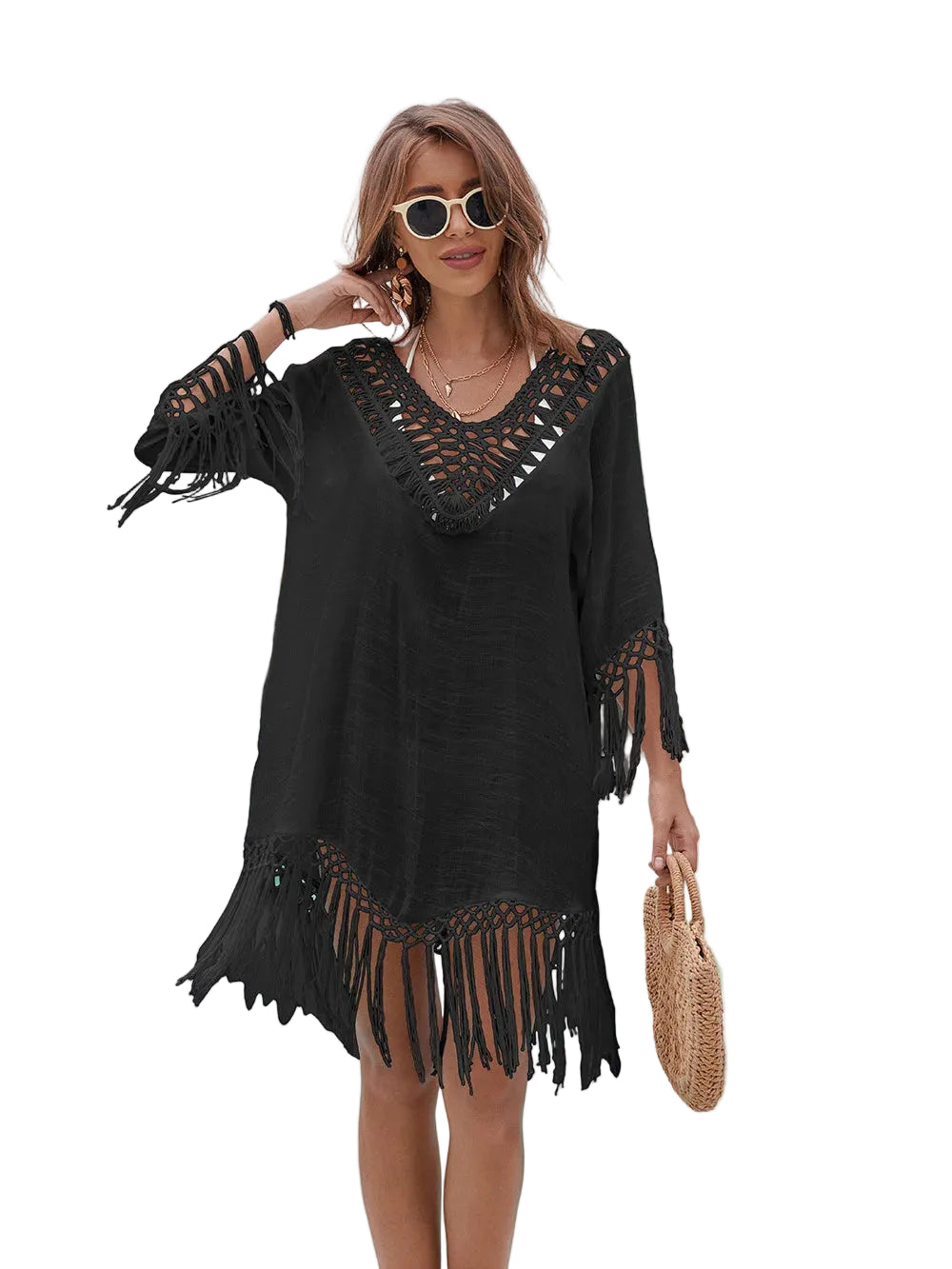 CROCHET BIKINI Women Lace Sheer Beach Dress Bikini Cover-Ups Casual