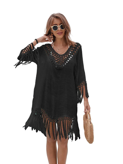 CROCHET BIKINI Women Lace Sheer Beach Dress Bikini Cover-Ups Casual