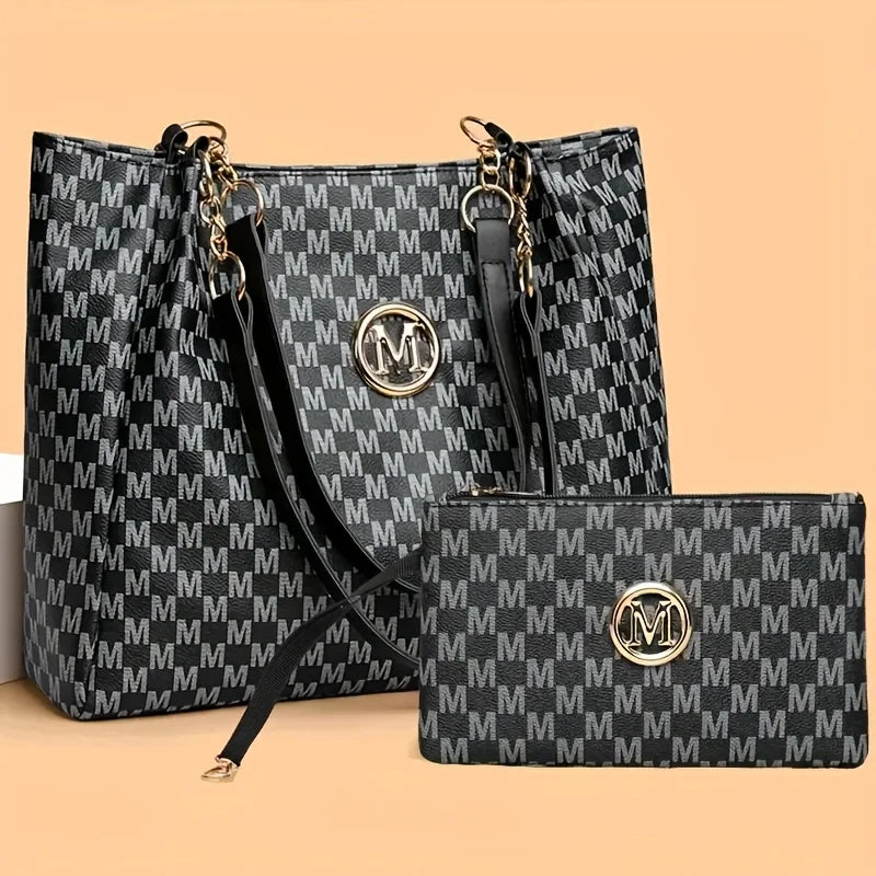 2pcs Women's Vintage Shoulder Bag Set Large Capacity