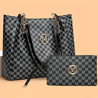 2pcs Women's Vintage Shoulder Bag Set Large Capacity