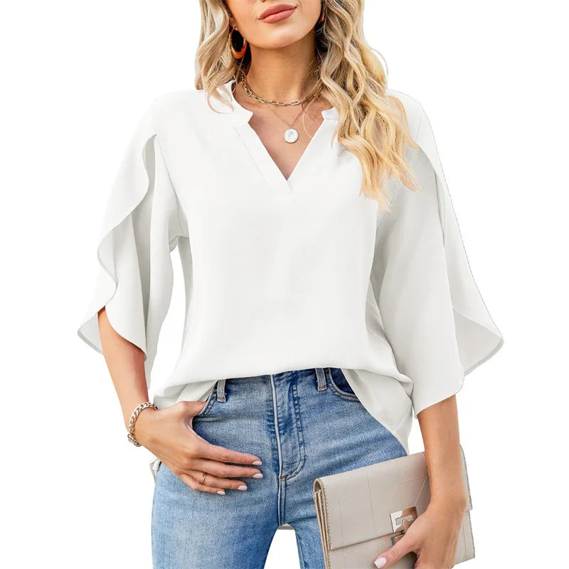 Loose Fit V-Neck Blouse