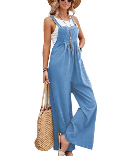 Women Loose Fit Fashion Overalls Wide Leg Baggy Bib Overalls Jumpsuit