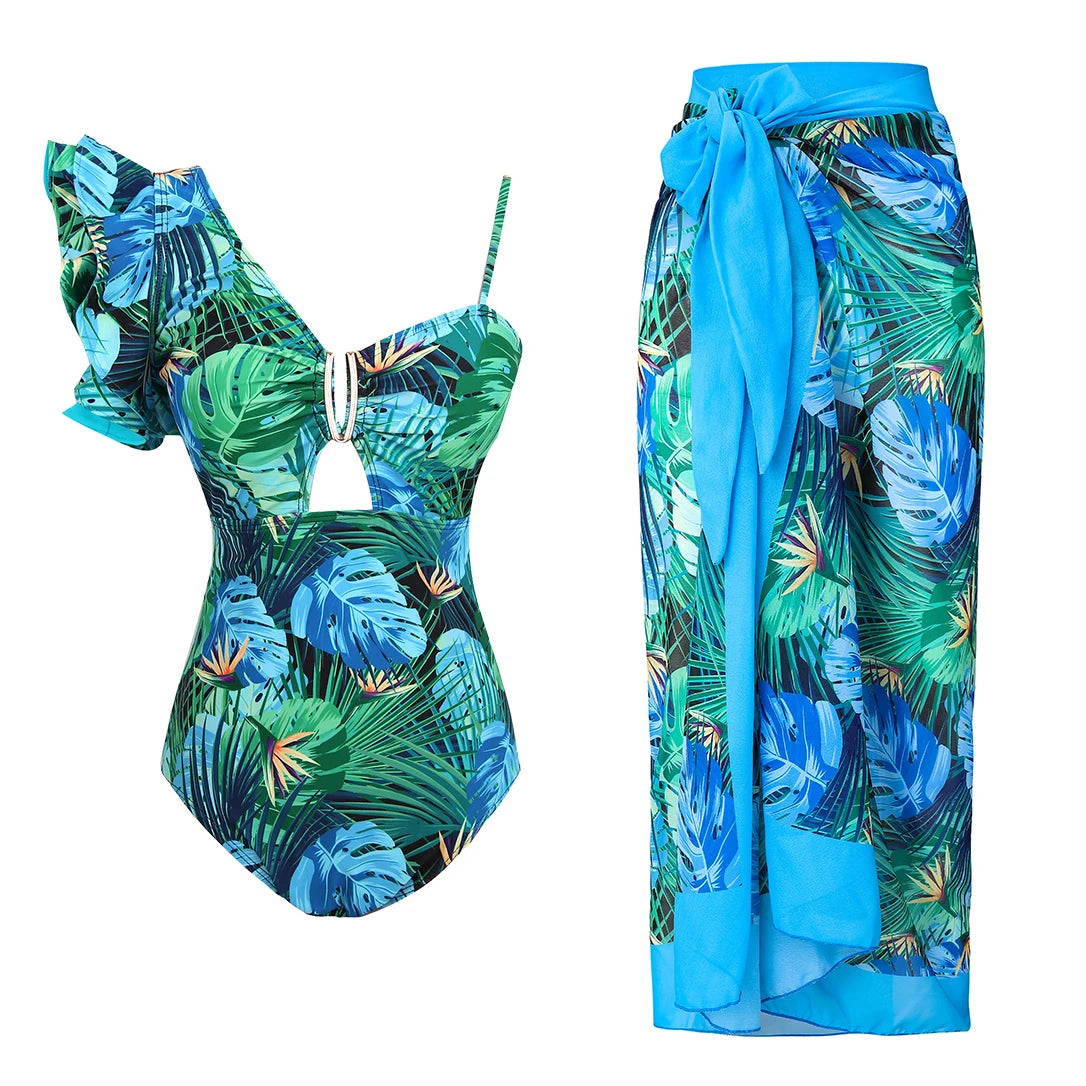 One Piece Swimsuit with Cover Up Sexy Swimwear Women