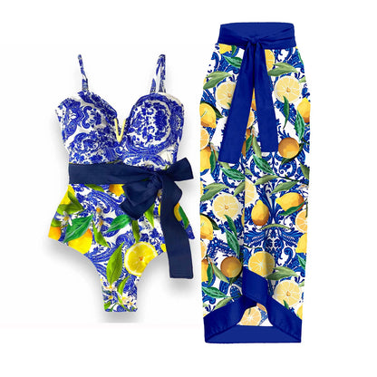 One Piece Swimsuit with Cover Up Sexy Swimwear Women