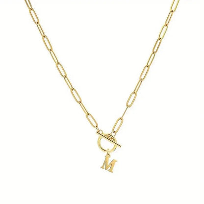 English Letter Initial Necklace 18K Gold Plated Stainless