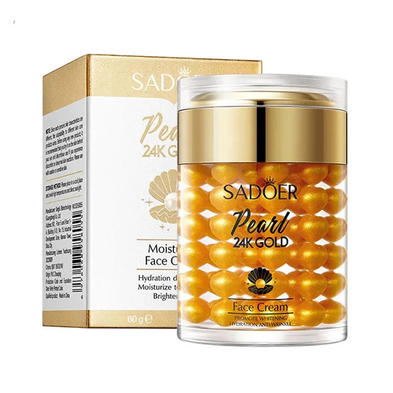 SADOER 24K Crema Viso al Collagene Perla Dorata Idratante Illuminante