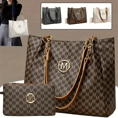 2pcs Women's Vintage Shoulder Bag Set Large Capacity