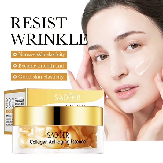 30pcs SADOER Anti Wrinkle Collagen Face Serum Capsule Facial Moisturizing