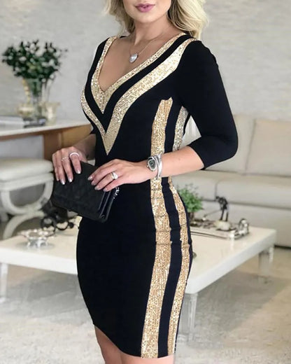 Elegant V-Neck Bodycon Dress for Women