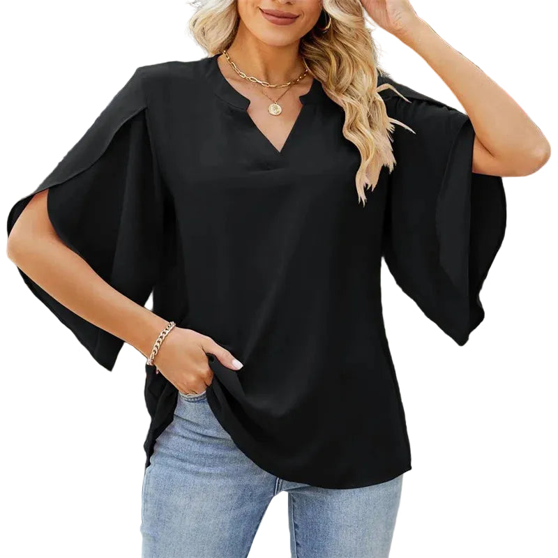 Loose Fit V-Neck Blouse