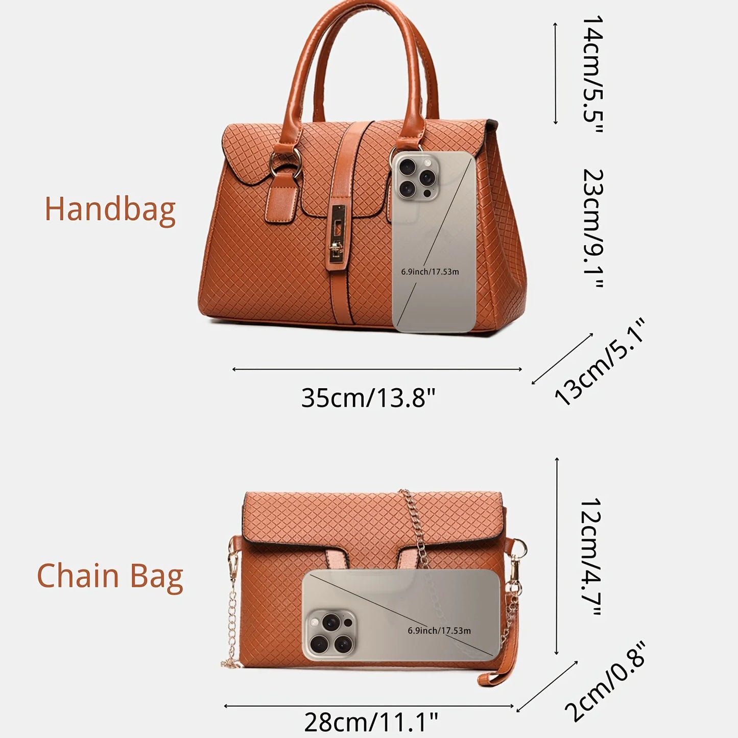 Premium Faux Leather Designer Handbag Set for Women - 6PC