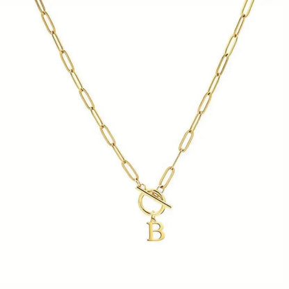 English Letter Initial Necklace 18K Gold Plated Stainless