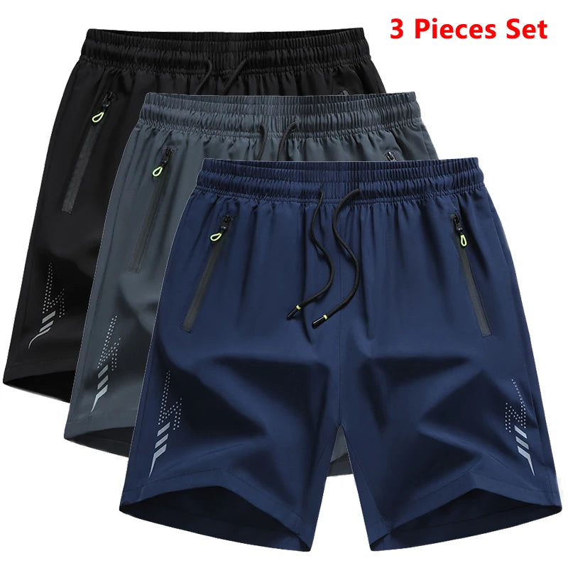 3 Pieces New Running Shorts Men Gym Sports