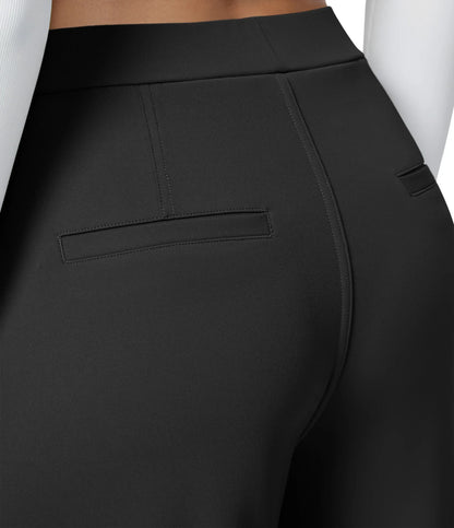 Flex High Waisted Work Pants Plicated Side Pockets Straight Leg
