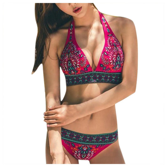 Sexy Print Bikinis Set Women Swimsuit Bandage Two-Piece