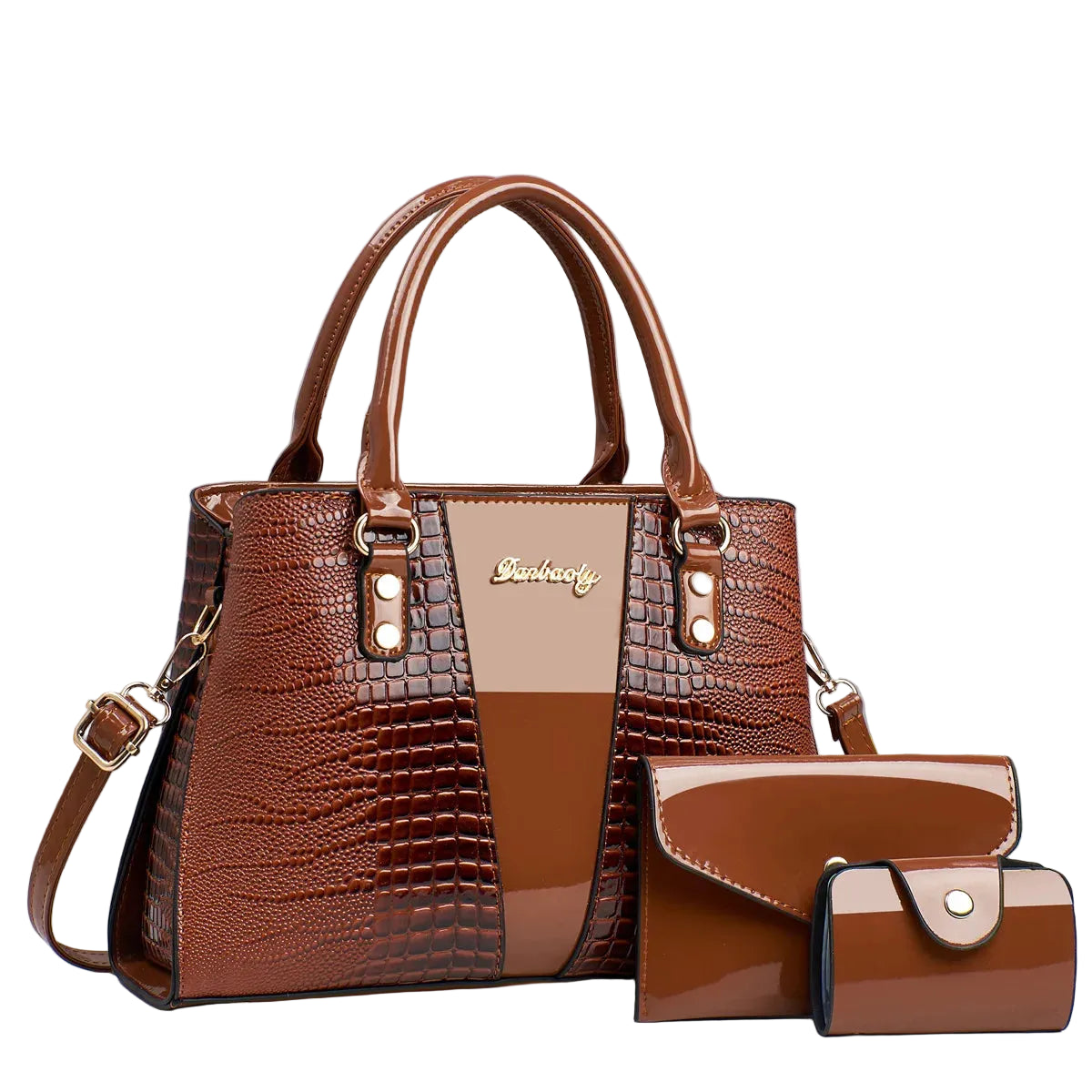 Luxury 3pcs Handbag Set Crocodile Pattern Large Capacity
