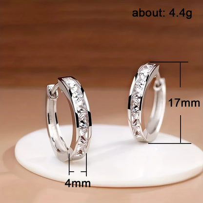 Classic Design Women Hoop Earrings Full with Princess Square