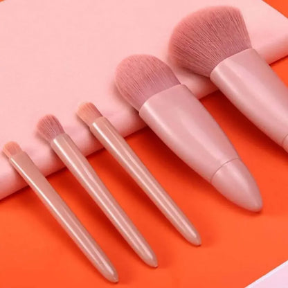 5pcs Mini Makeup Brush Set with Mirror - Multifunctional Travel