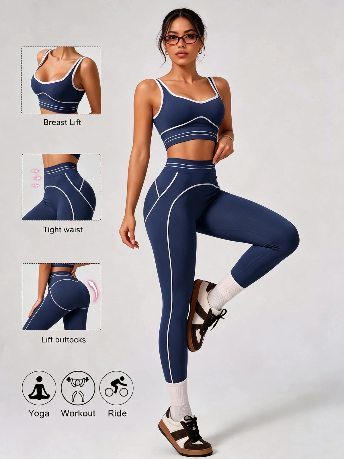 Women's 2-Piece Activewear Set - Crop Tank Top & High Rise Leggings