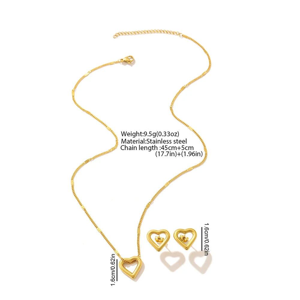 Stainless Steel Jewelry Set Necklace Earrings with New Romantic Love Pendant