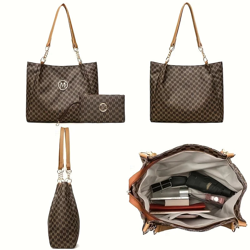 2pcs Women's Vintage Shoulder Bag Set Large Capacity