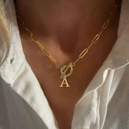 English Letter Initial Necklace 18K Gold Plated Stainless