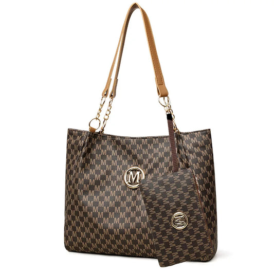 2pcs Women's Vintage Shoulder Bag Set Large Capacity