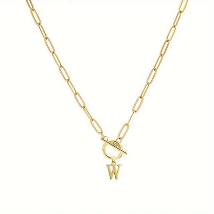 English Letter Initial Necklace 18K Gold Plated Stainless