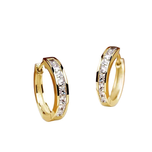 Classic Design Women Hoop Earrings Full with Princess Square