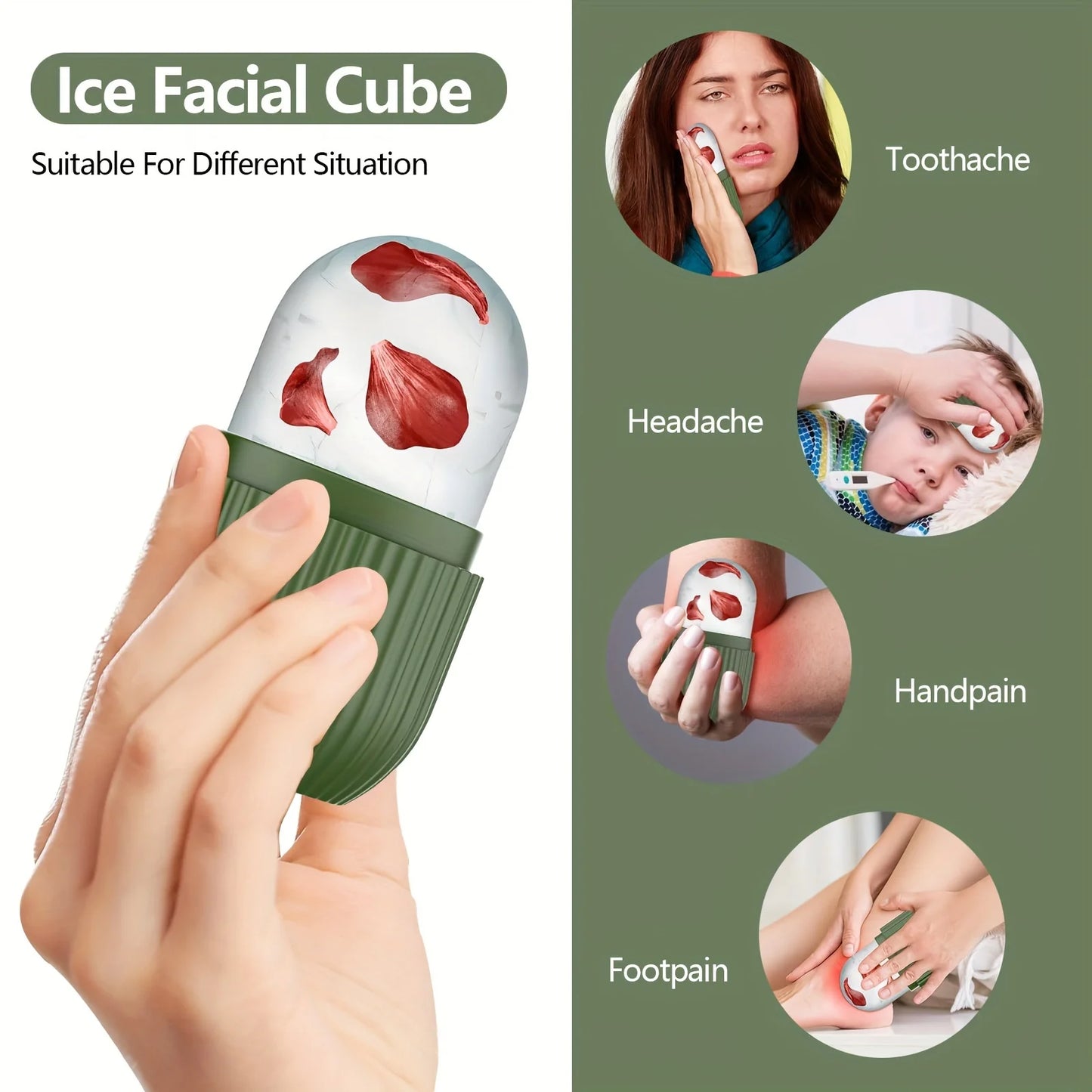 Silicone Ice Roller Massager for Face, Eyes - Natural Skin Care