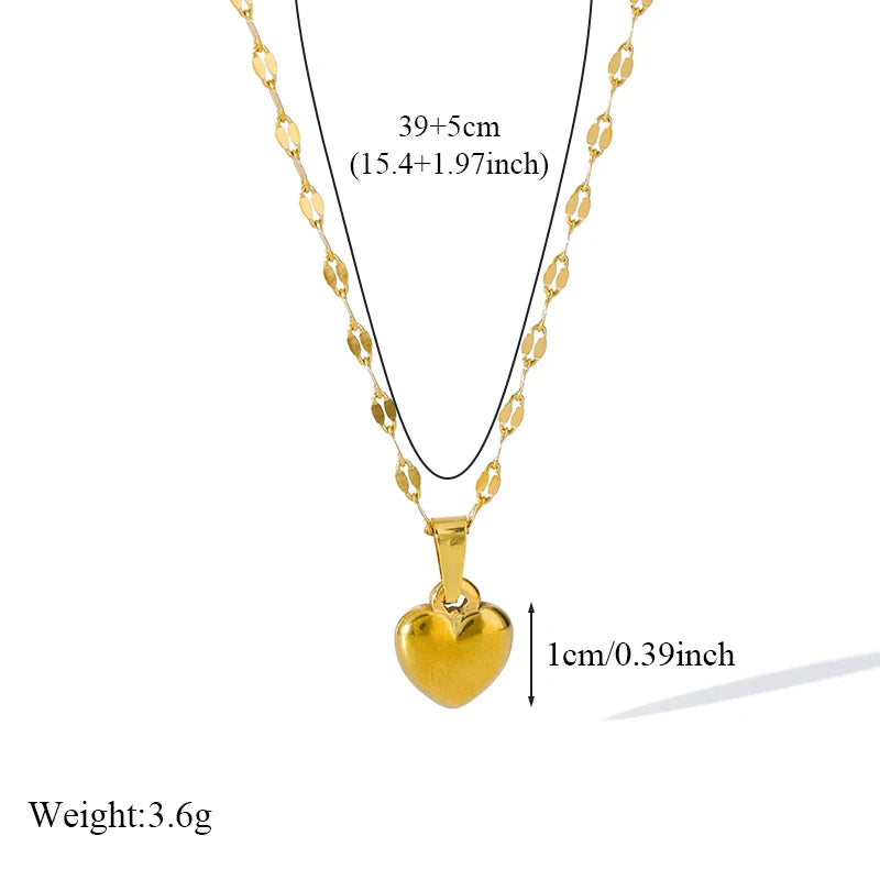 Stainless Steel Heart Love Necklace Bracelets Earrings Set For Women New Trendy 18K Gold Plated Waterproof Jewelry