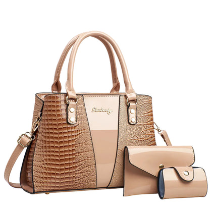 Luxury 3pcs Handbag Set Crocodile Pattern Large Capacity
