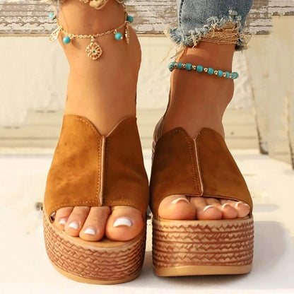 Women Shoes Casual Sandals Vacation Brown Wedge Heel Women'S Sandals Women'S Brown Wedge Platform Sandals SandáLias Femininas